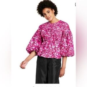 Kika Vargas X Target Mum Floral Scallop Back Blouse Medium